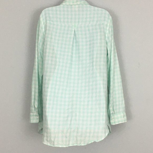 Isabel Maternity Top L Green & White Checked Cotton Blend Long Sleeve Pullover - Picture 4 of 8